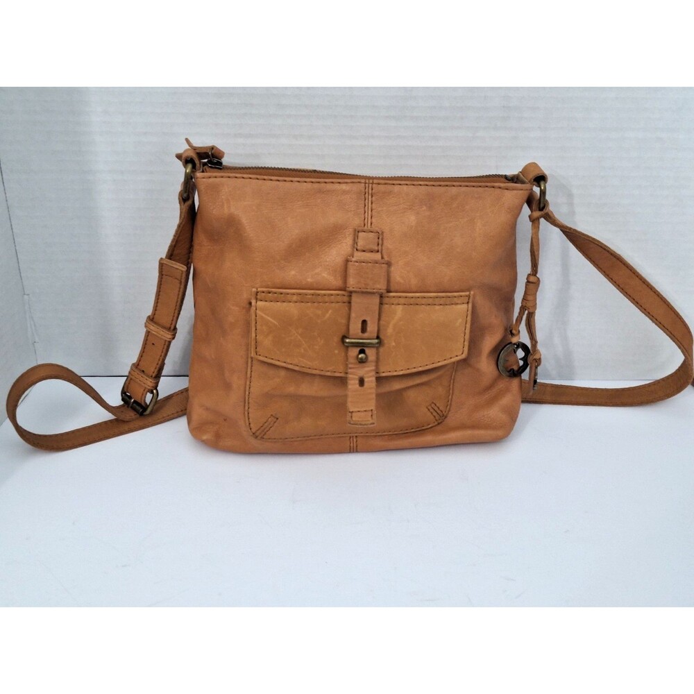 Lucky Brand Camel Brown Soft Leather Crossbody Purse RN100583 Bohemian Western